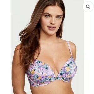 Victorias Secret Violet Floral Lined Demi Bra Size 36D